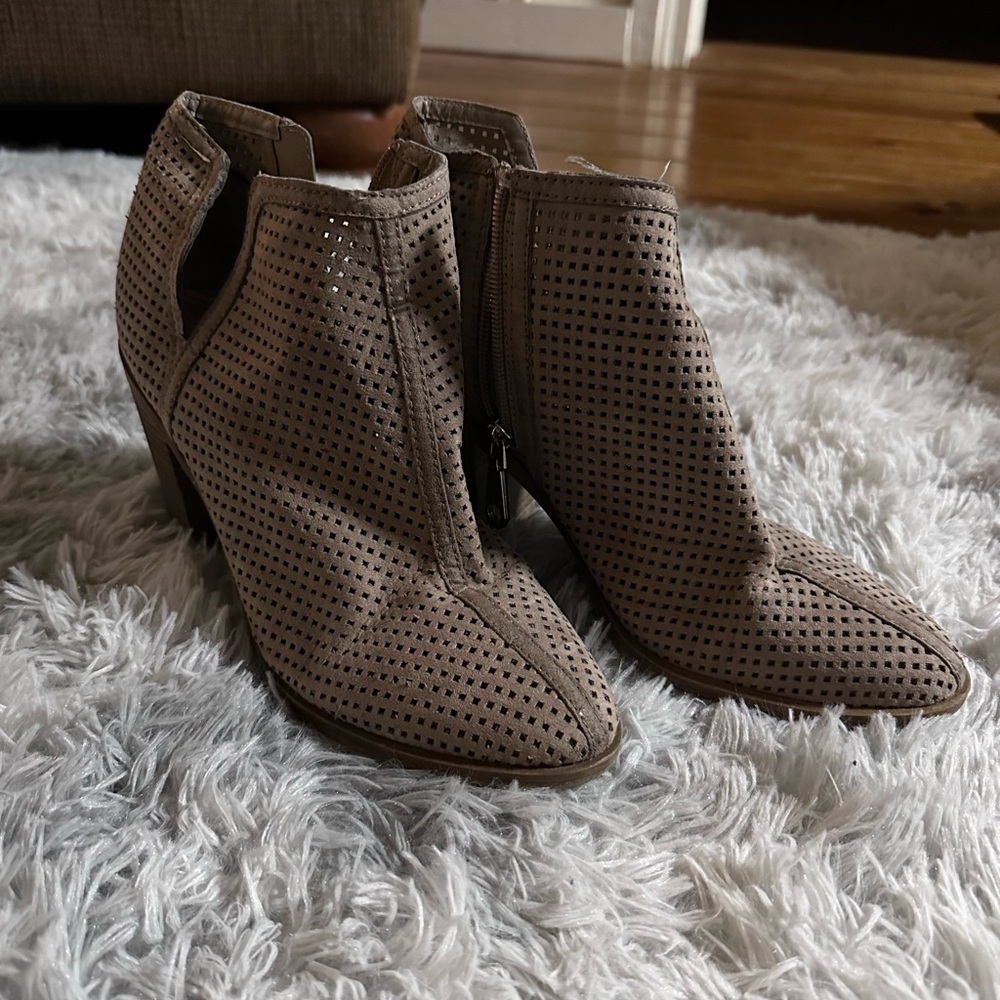 Tan suede zippered booties size 9